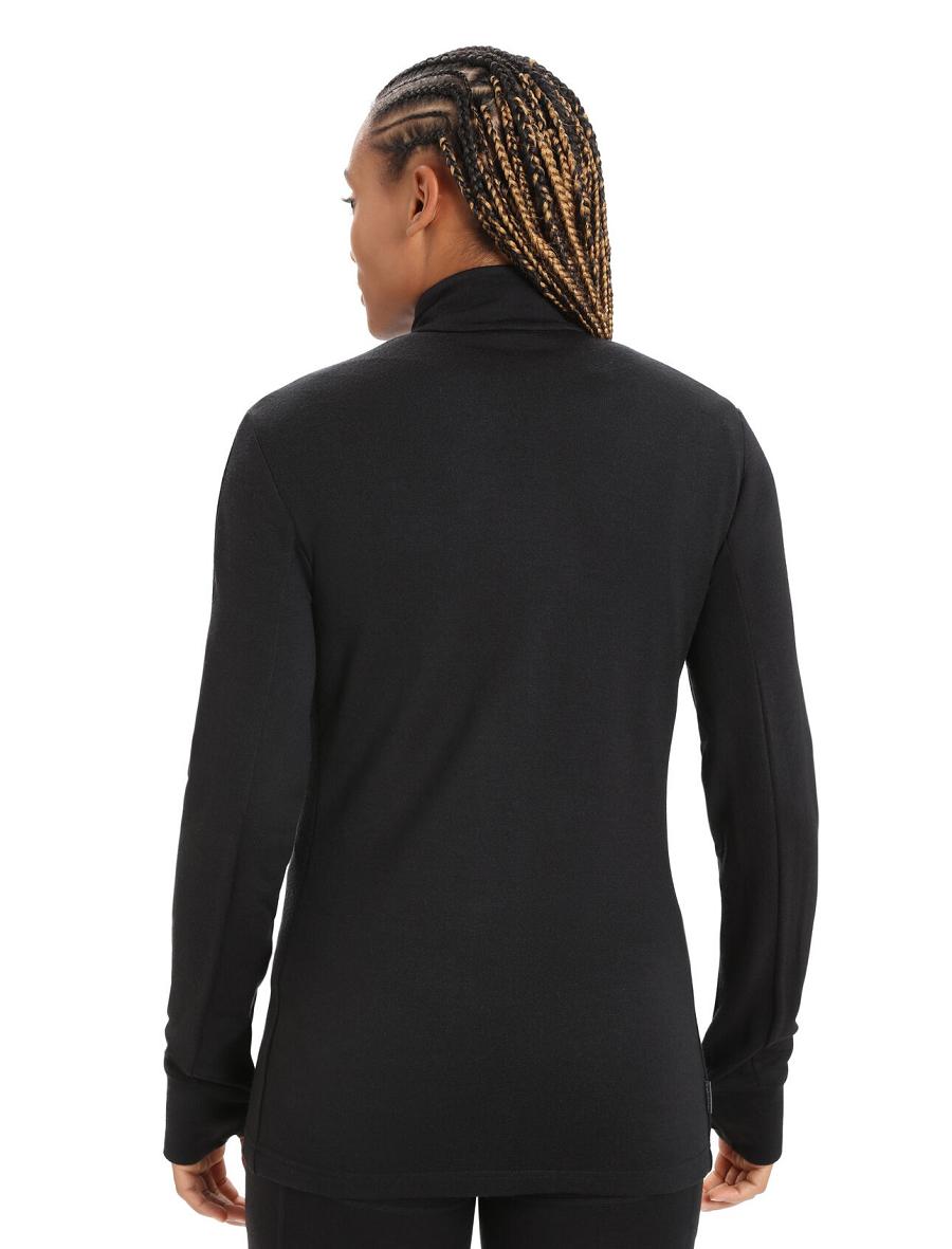 Sweat À Capuche Icebreaker Merino Quantum III Long Sleeve Zip Femme Noir | FR 1681NWYB